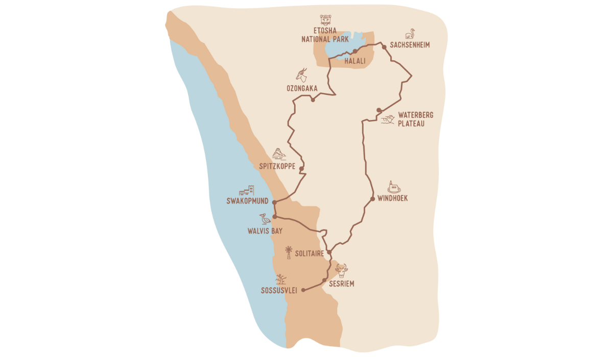 Carte Namibie, Kaart Namibië